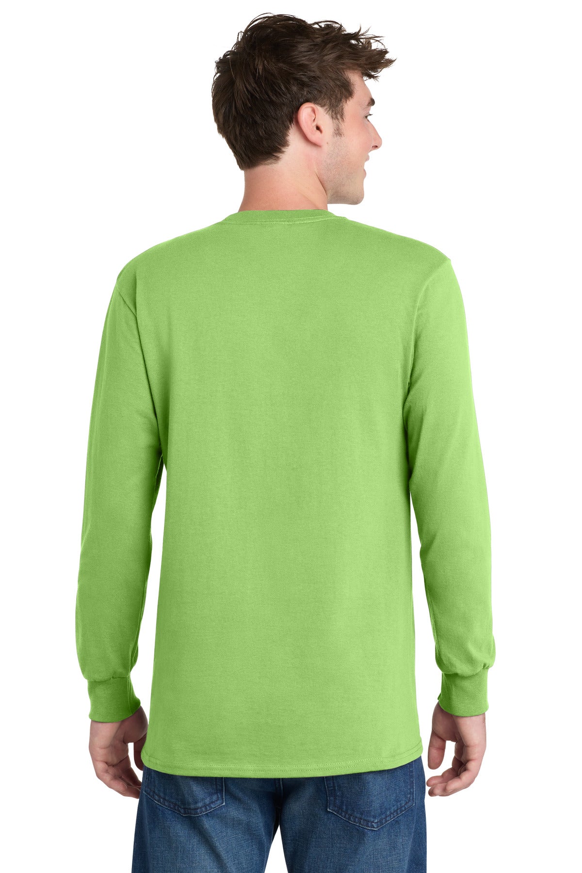 Port & Co Long Sleeve Essential Tee. PC61LS - Lime - back