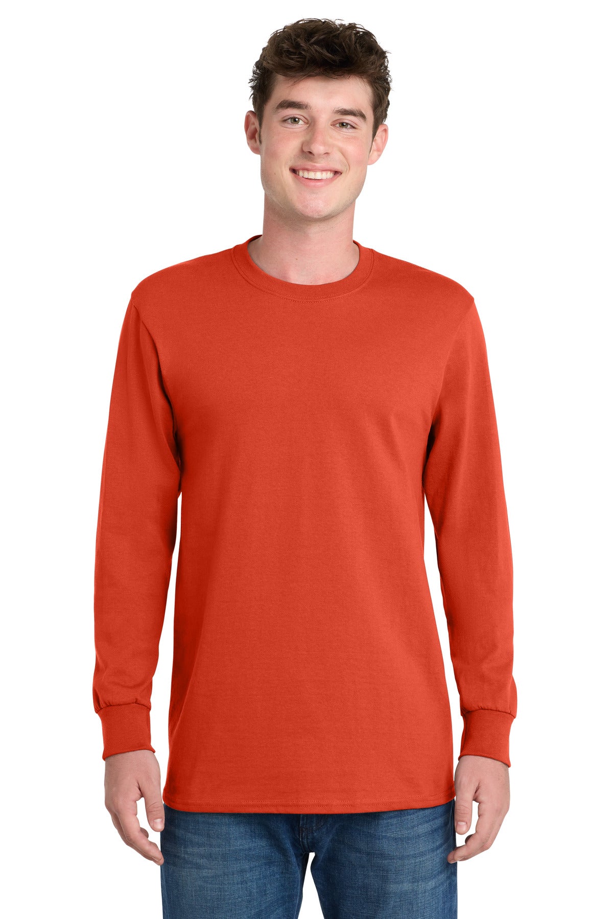 Port & Co Long Sleeve Essential Tee. PC61LS - Orange - front