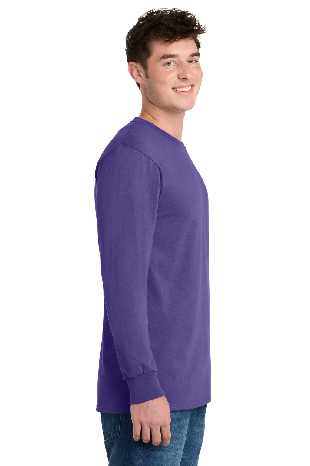 Port & Co Long Sleeve Essential Tee. PC61LS - Purple - side