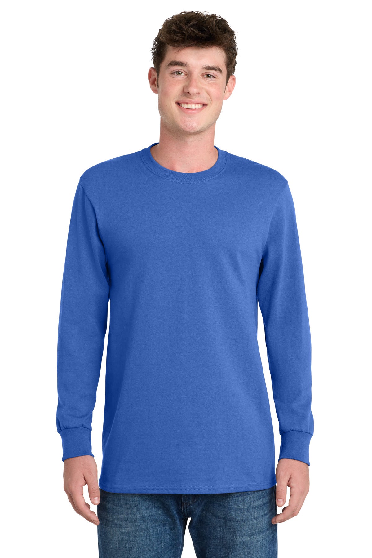Port & Co Long Sleeve Essential Tee. PC61LS - Royal - front