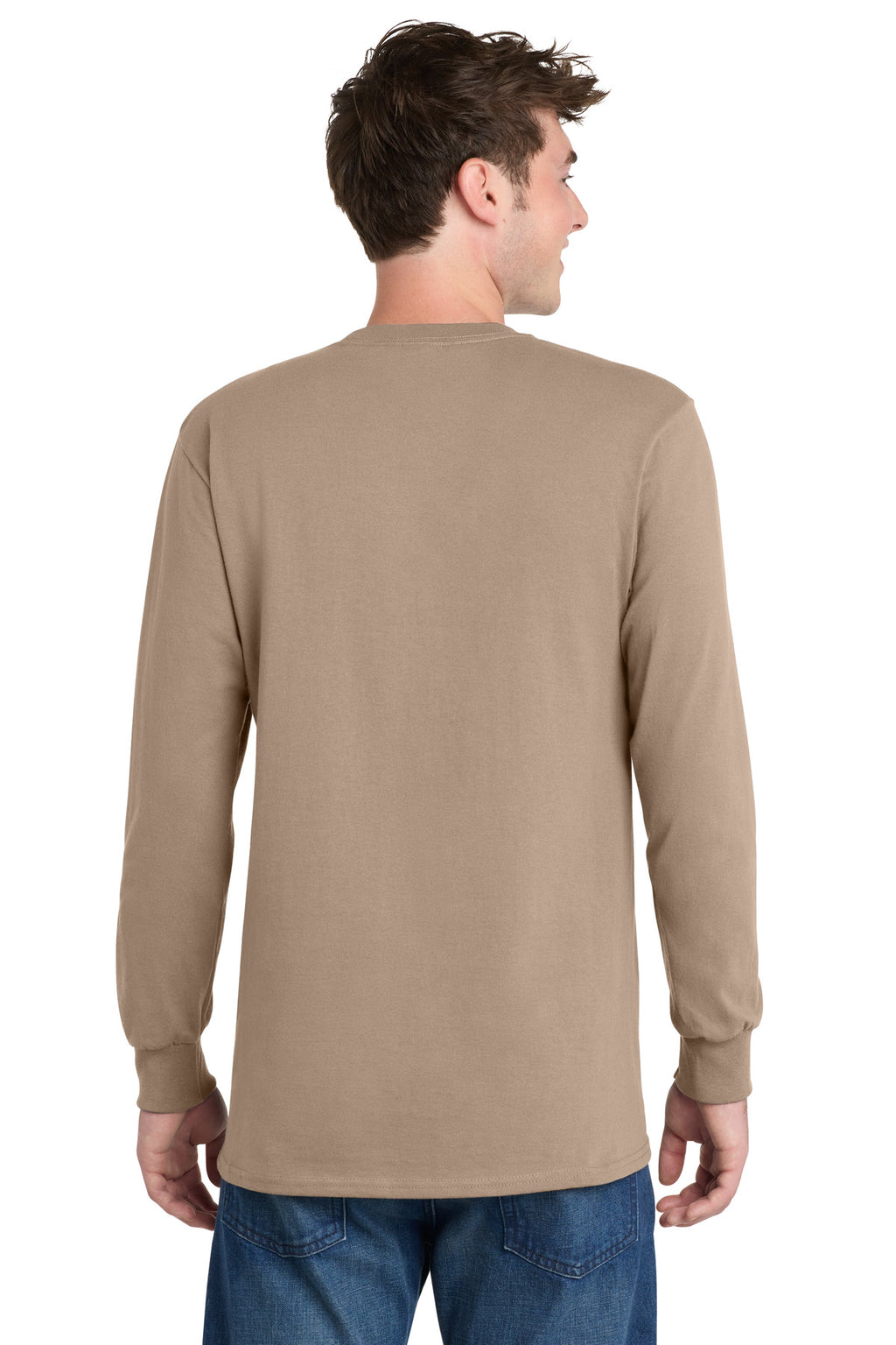 Port & Co Long Sleeve Essential Tee. PC61LS - Sand - back