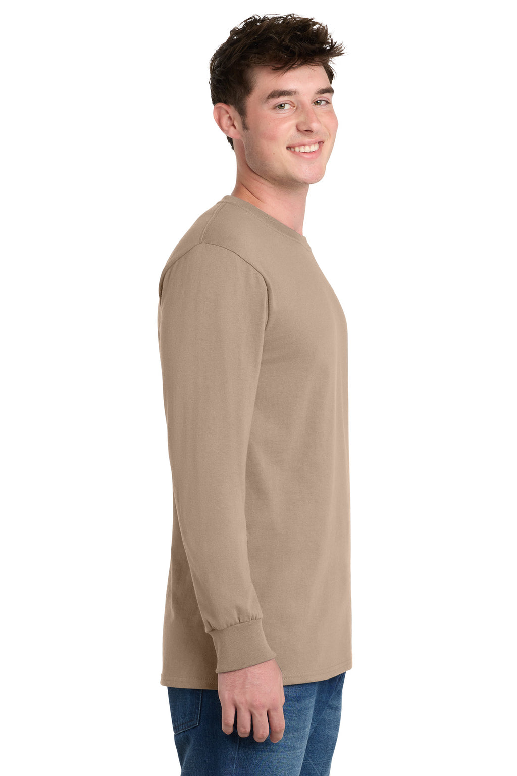 Port & Co Long Sleeve Essential Tee. PC61LS - Sand - side