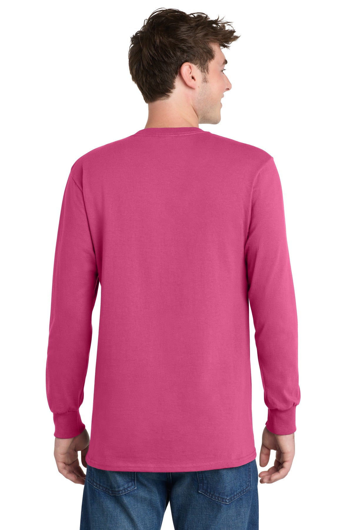 Port & Co Long Sleeve Essential Tee. PC61LS - Sangria - back