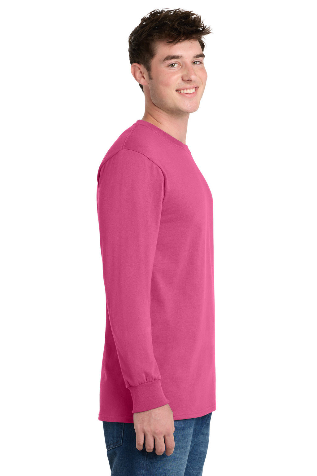 Port & Co Long Sleeve Essential Tee. PC61LS - Sangria - side