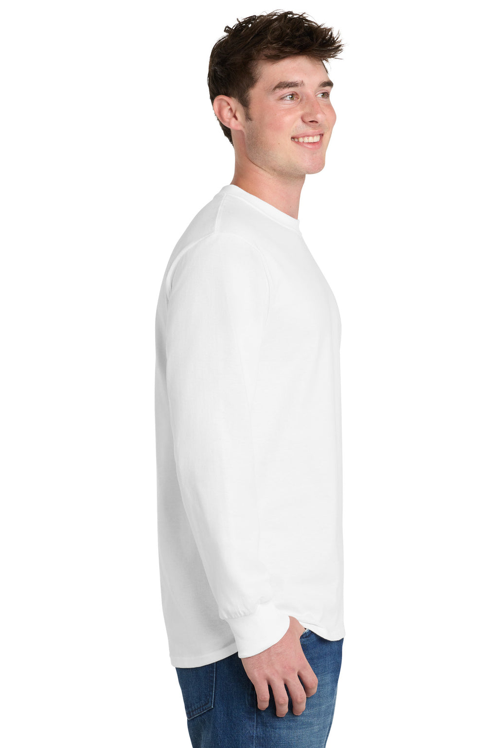 Port & Co Long Sleeve Essential Tee. PC61LS - White - side