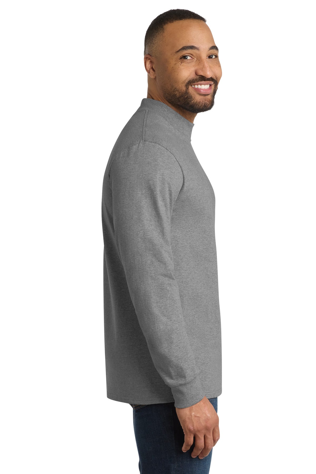 Port & Co Essential Mock Turtleneck. PC61M - Athletic Heather - side