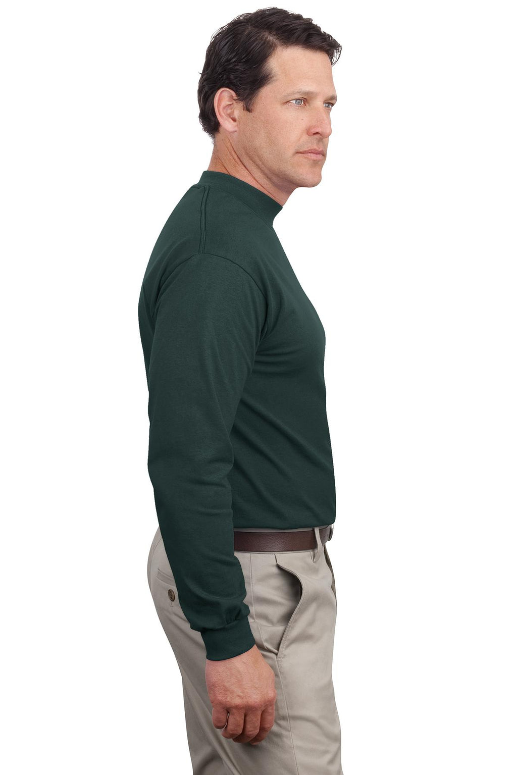 Port & Co Essential Mock Turtleneck. PC61M - Dark Green - side