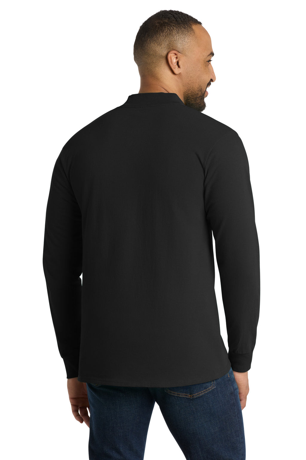 Port & Co Essential Mock Turtleneck. PC61M - Jet Black - back