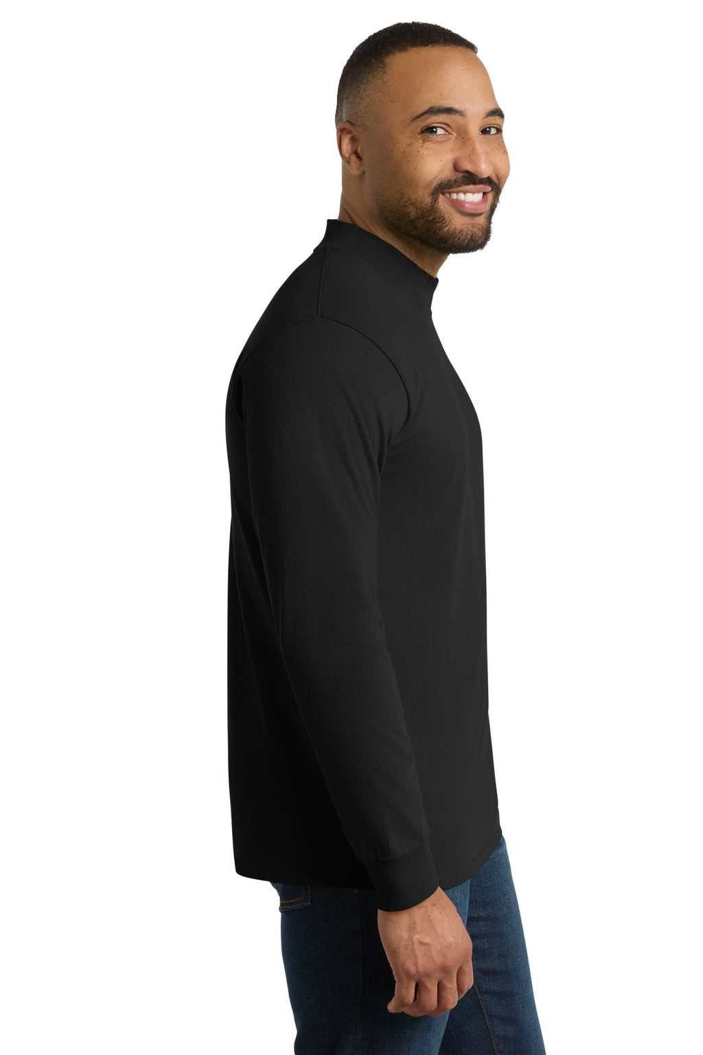 Port & Co Essential Mock Turtleneck. PC61M - Jet Black - side
