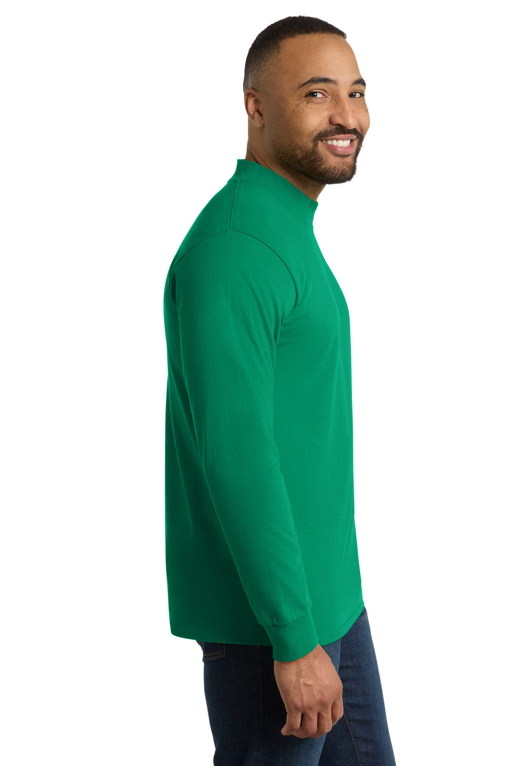 Port & Co Essential Mock Turtleneck. PC61M - Kelly - side