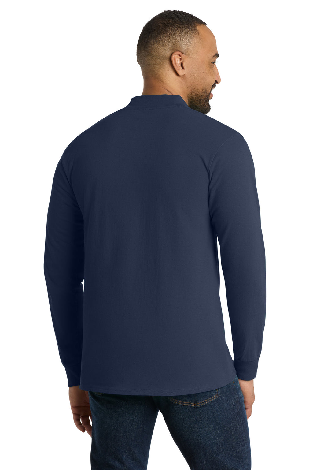 Port & Co Essential Mock Turtleneck. PC61M - Navy - back