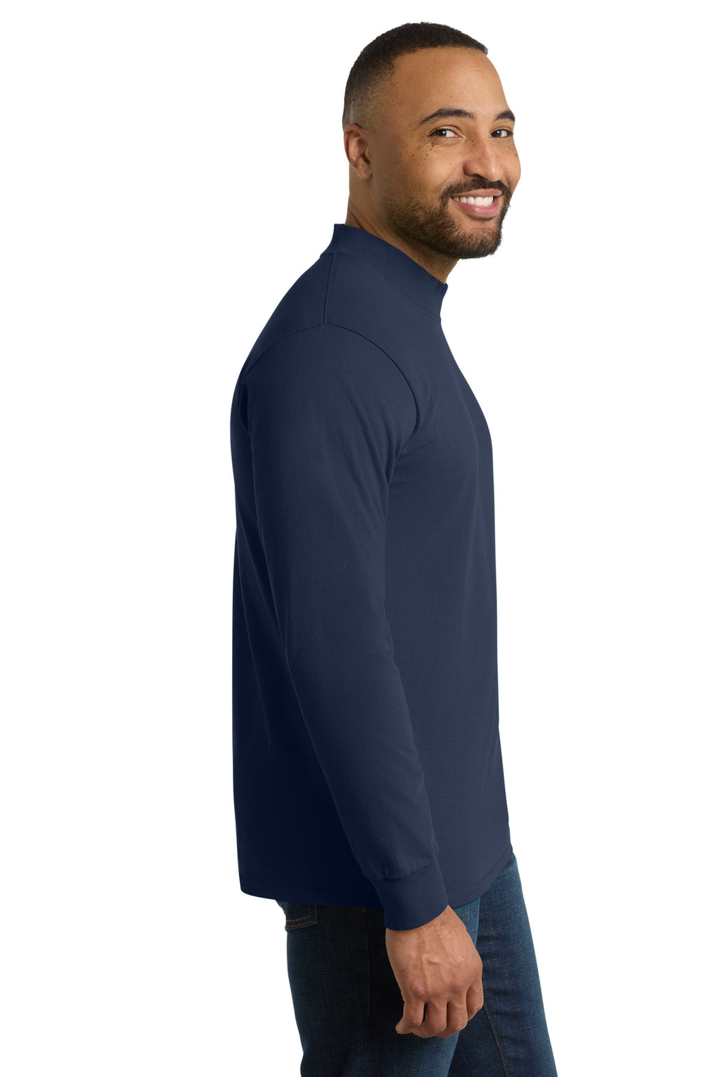 Port & Co Essential Mock Turtleneck. PC61M - Navy - side
