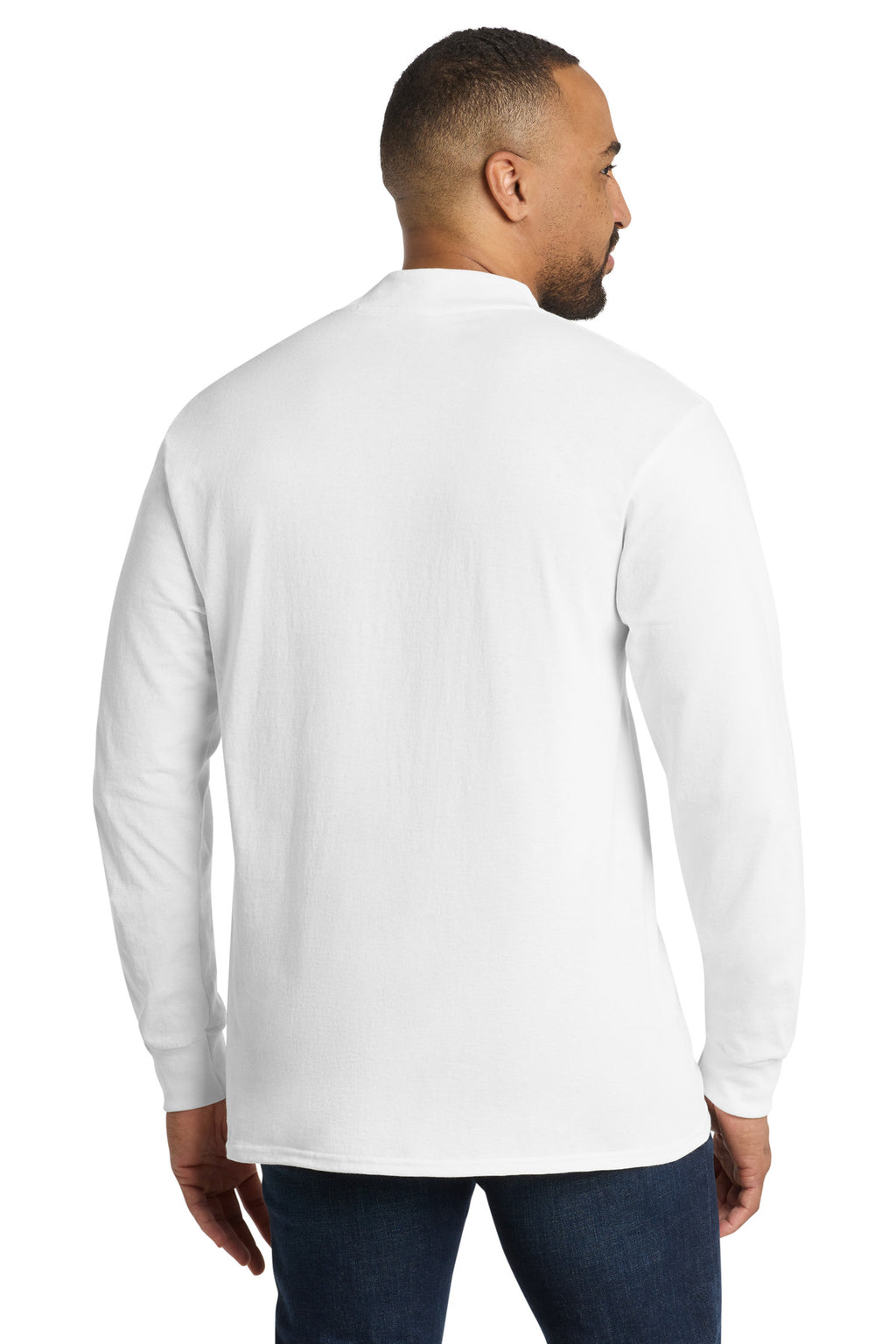 Port & Co Essential Mock Turtleneck. PC61M - White - back