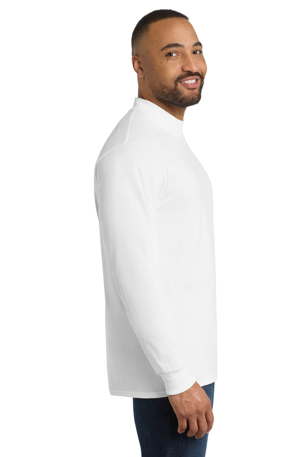 Port & Co Essential Mock Turtleneck. PC61M - White - side