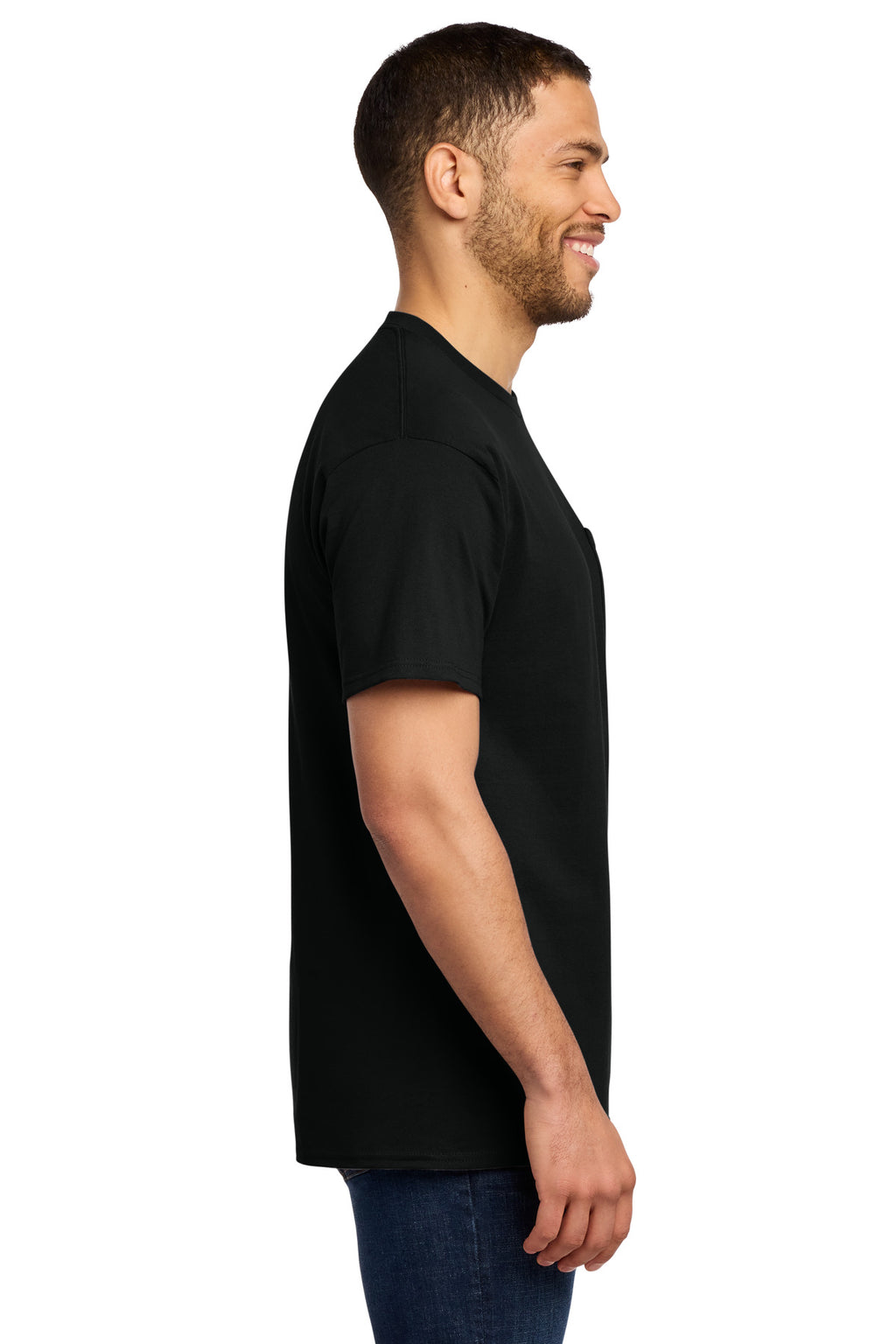 Port & Co Tall Essential Pocket Tee. PC61PT - Jet Black - side