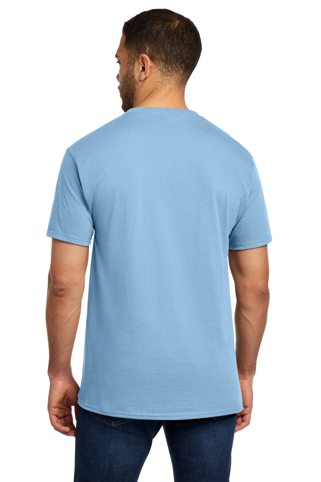 Port & Co Tall Essential Pocket Tee. PC61PT - Light Blue - back