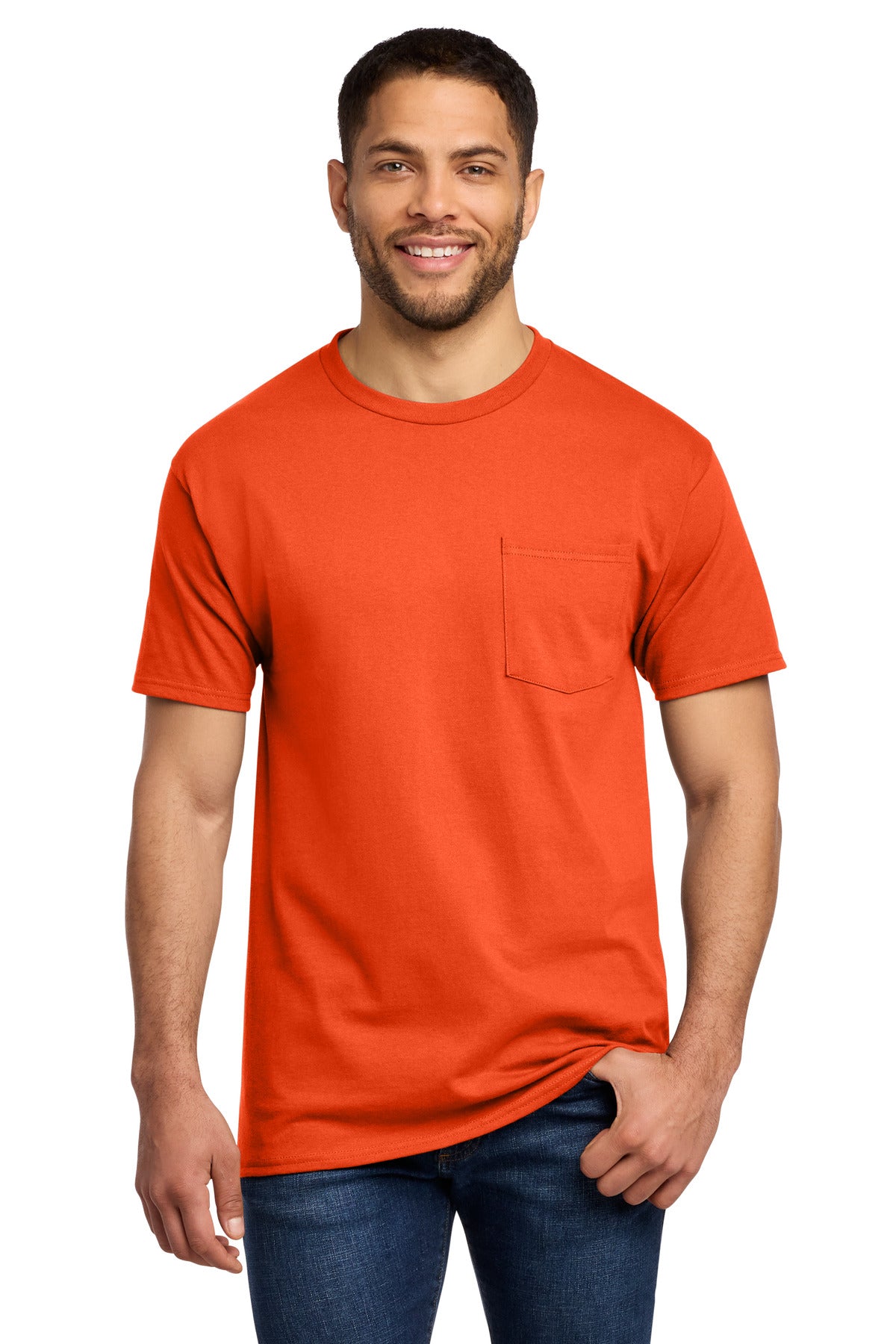 Port & Co Tall Essential Pocket Tee. PC61PT - Orange - front