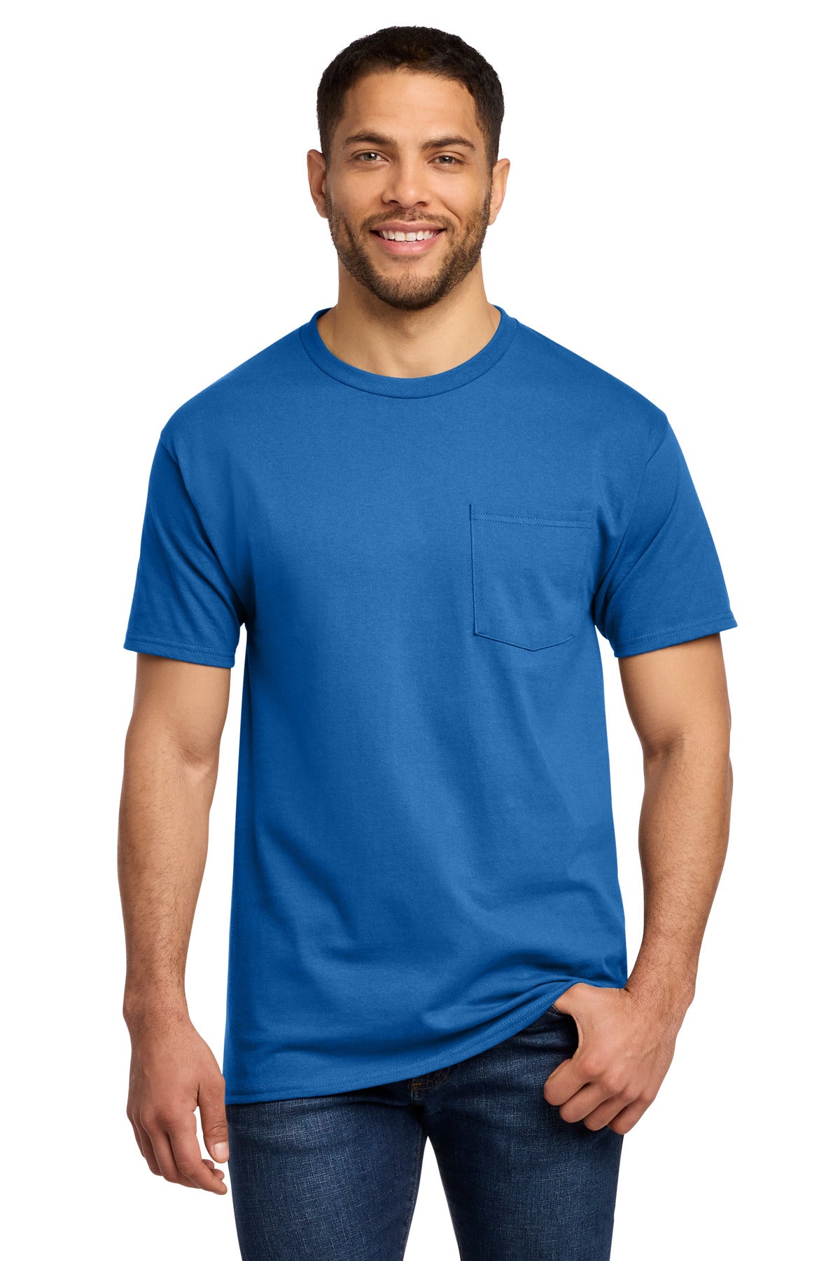 Port & Co Tall Essential Pocket Tee. PC61PT - Royal - front
