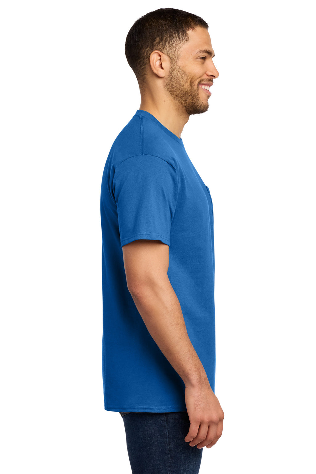 Port & Co Tall Essential Pocket Tee. PC61PT - Royal - side