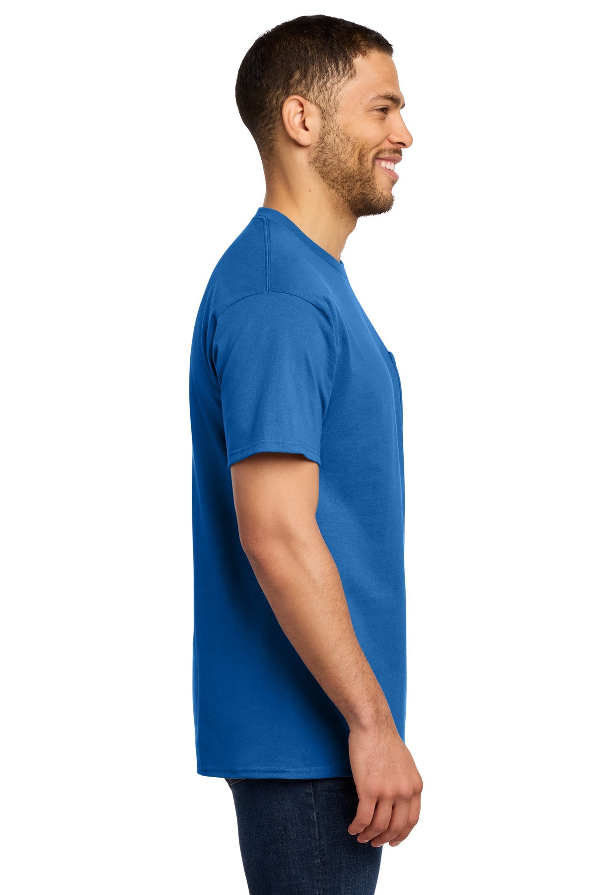 Port & Co Tall Essential Pocket Tee. PC61PT - Royal - side