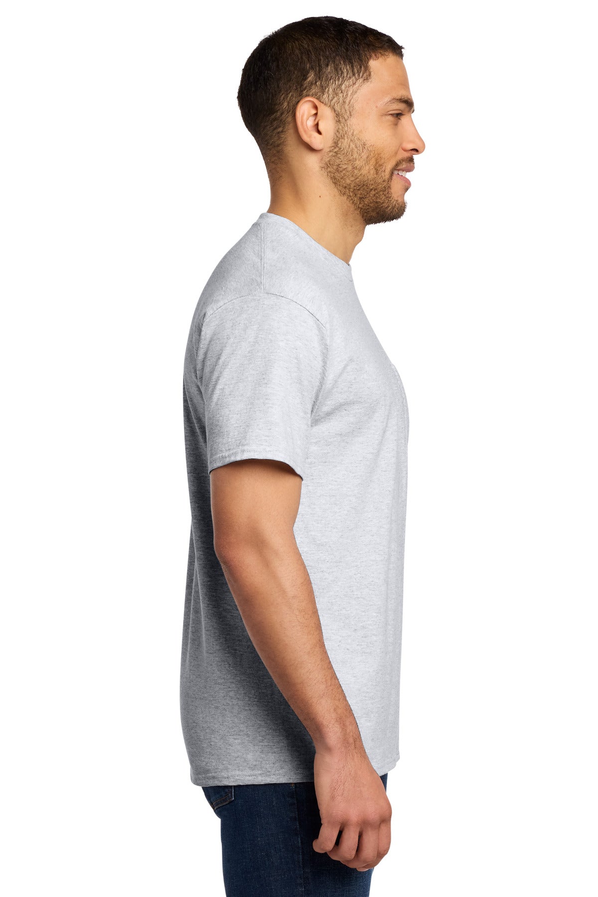 Port & Co Essential Pocket Tee. PC61P - Ash - side