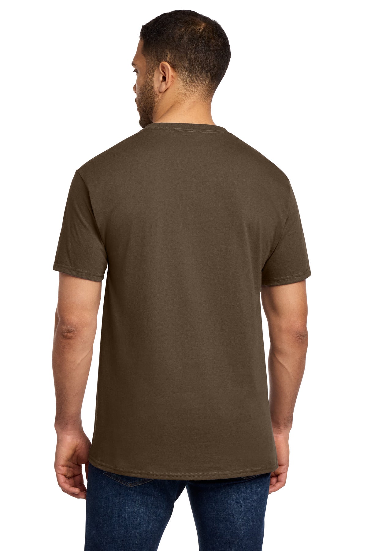Port & Co Essential Pocket Tee. PC61P - Brown - back