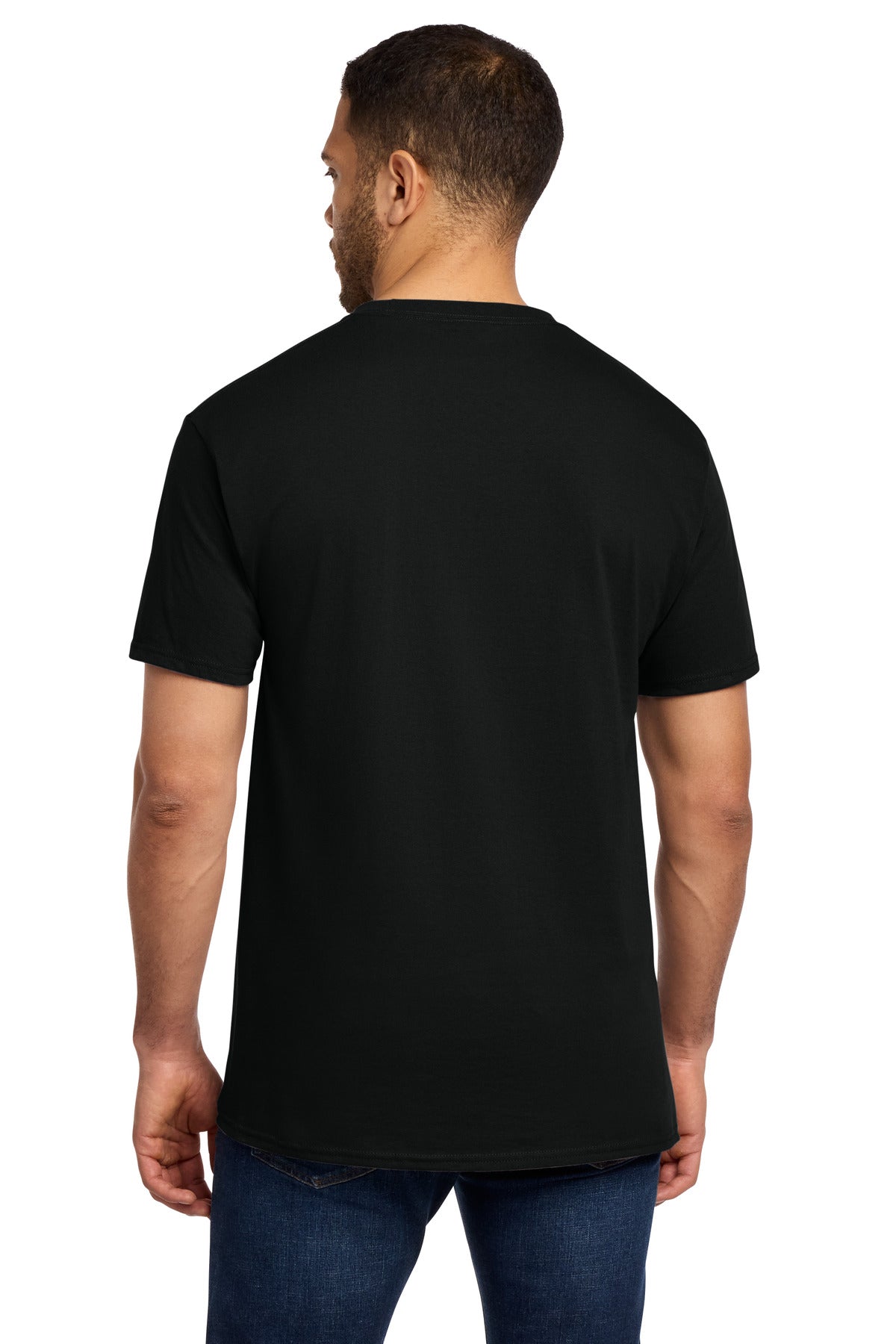 Port & Co Essential Pocket Tee. PC61P - Jet Black - back