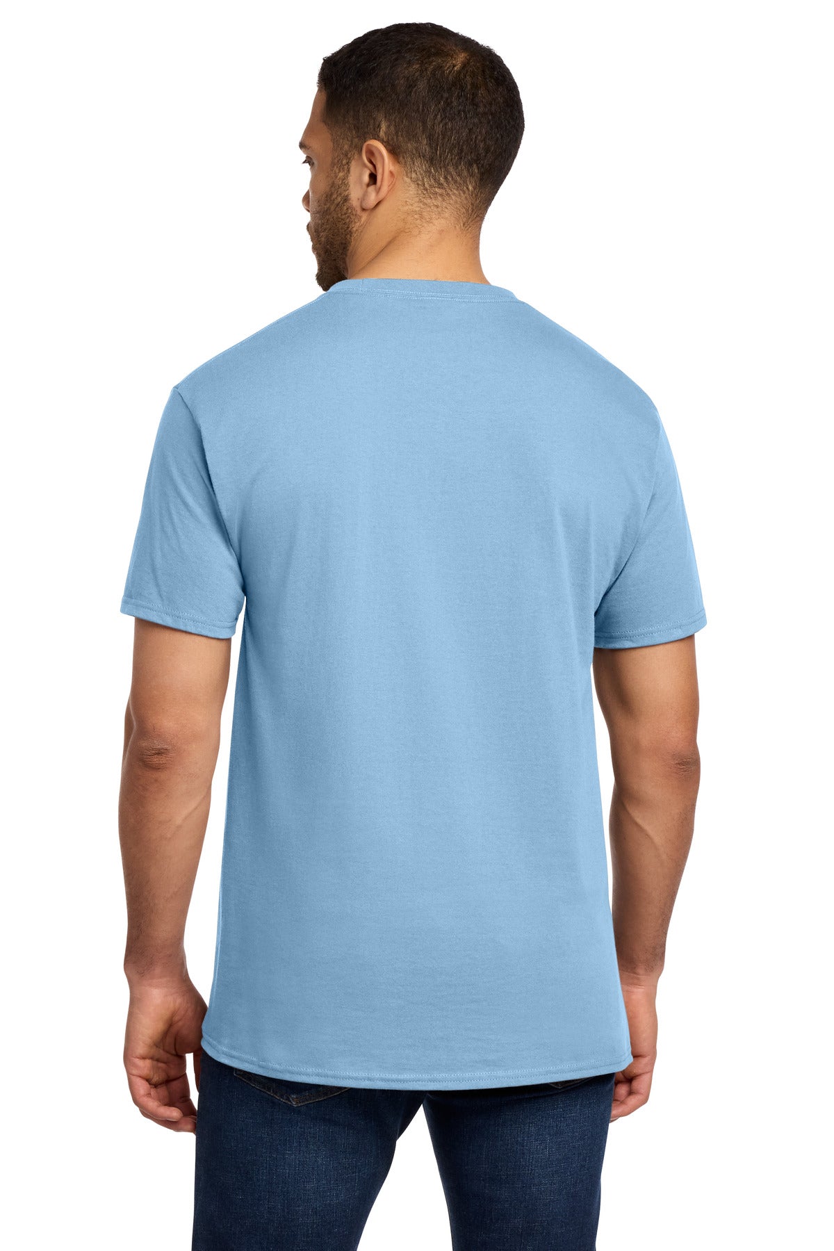 Port & Co Essential Pocket Tee. PC61P - Light Blue - back