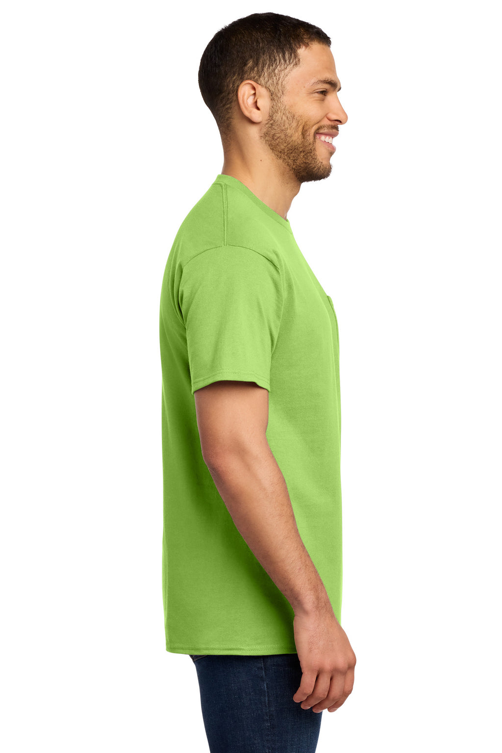 Port & Co Essential Pocket Tee. PC61P - Lime - side