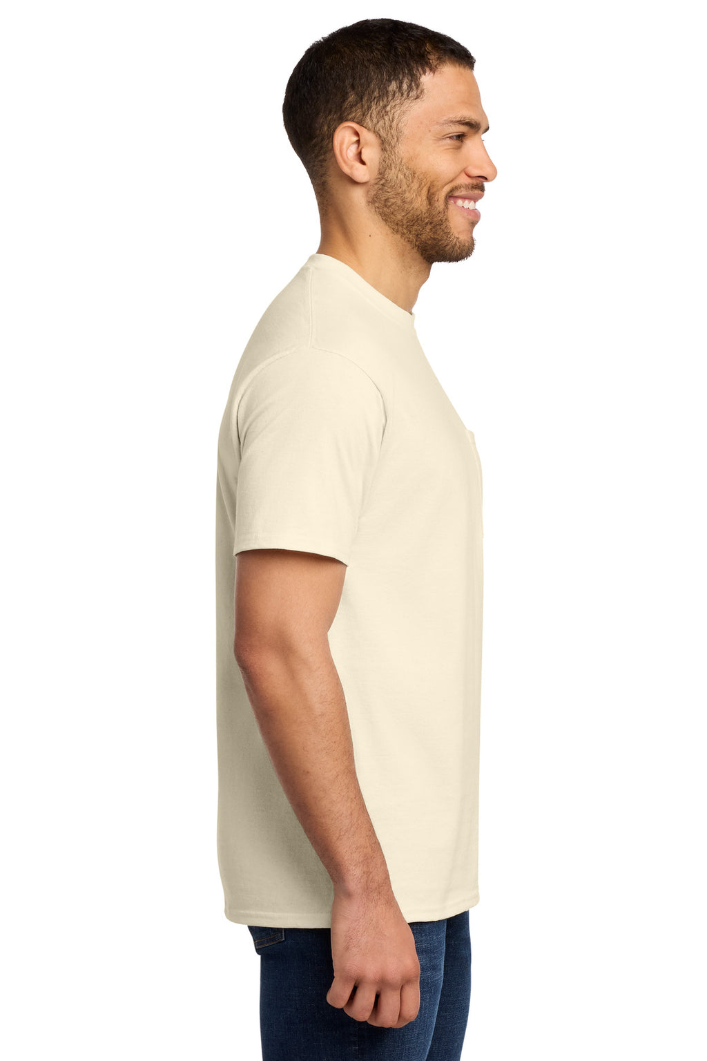 Port & Co Essential Pocket Tee. PC61P - Natural - side