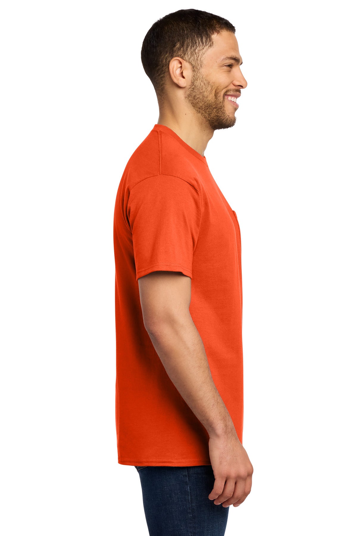 Port & Co Essential Pocket Tee. PC61P - Orange - side