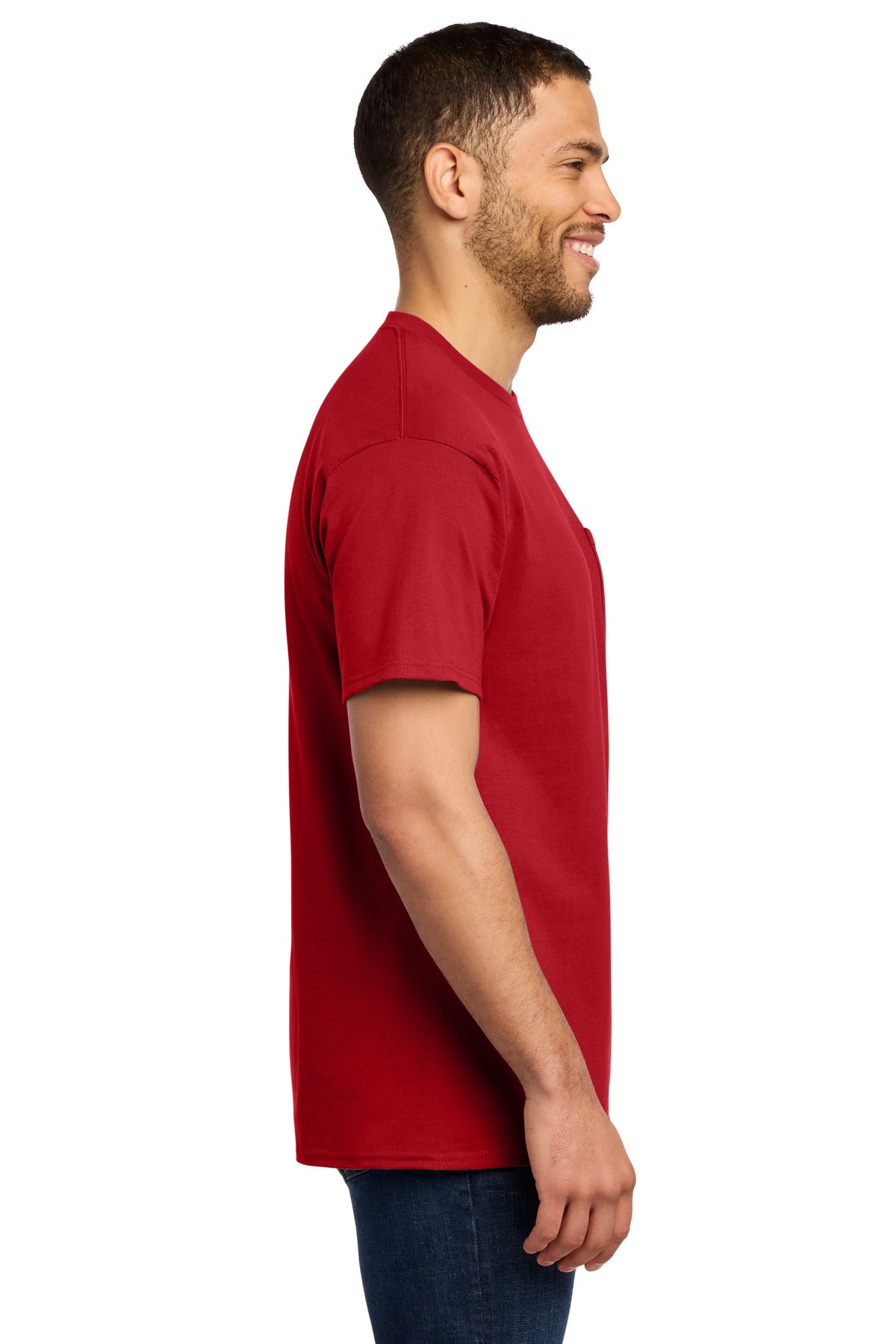 Port & Co Essential Pocket Tee. PC61P - Red - side