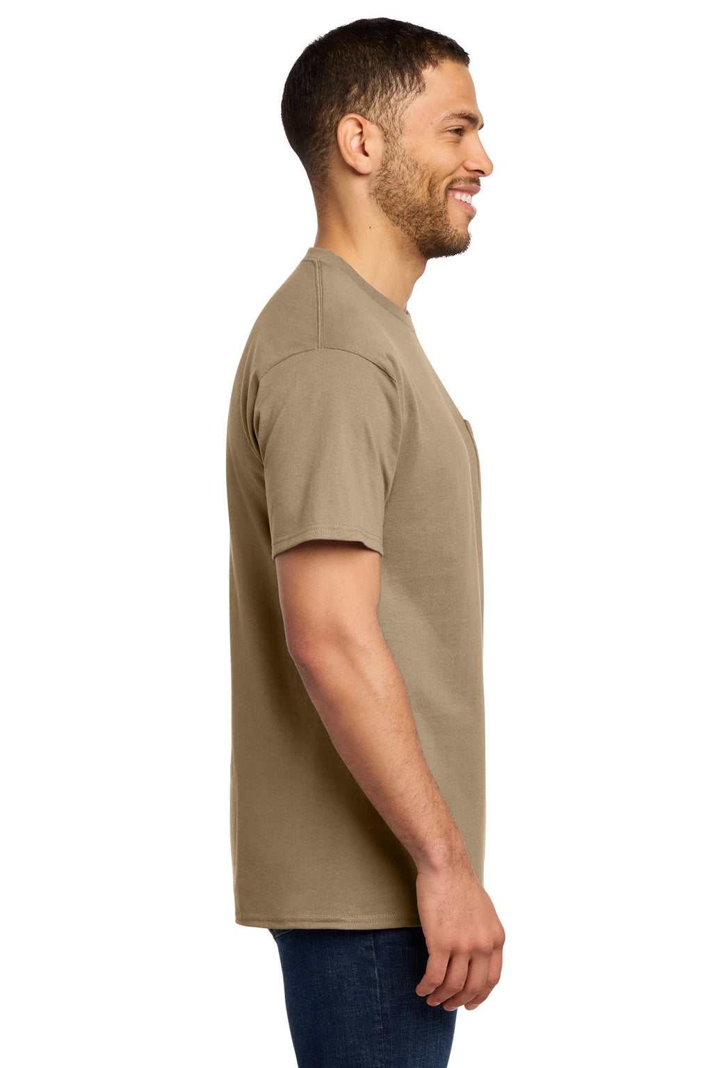 Port & Co Essential Pocket Tee. PC61P - Sand - side