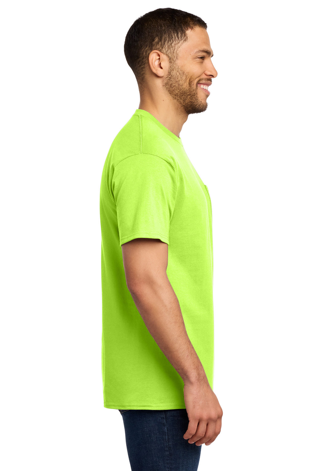 Port & Co Essential Pocket Tee. PC61P - S. Green - side