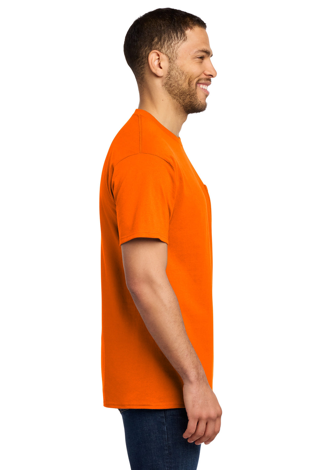 Port & Co Essential Pocket Tee. PC61P - S. Orange - side