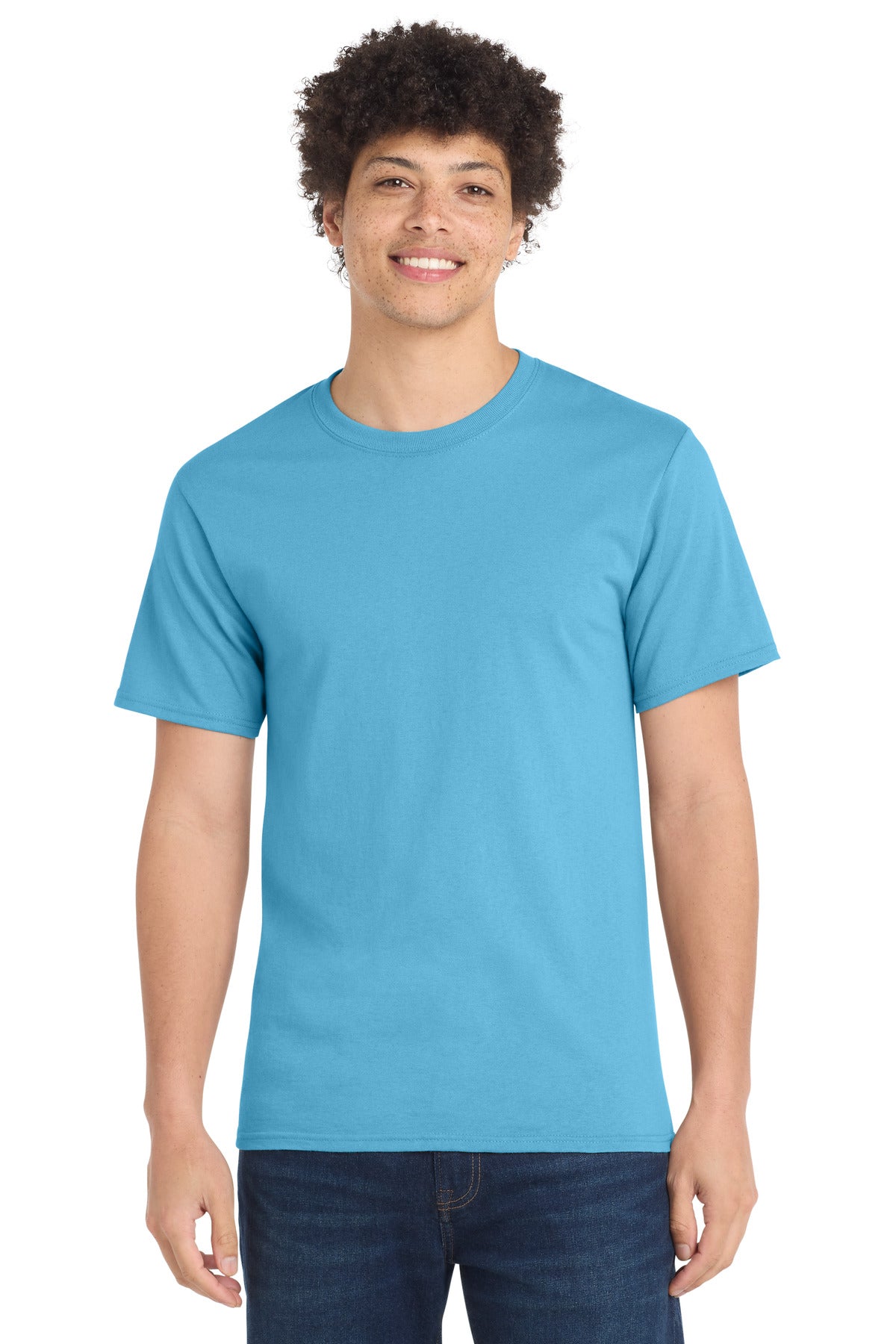 Port & Co Tall Essential Tee. PC61T - Aquatic Blue - front