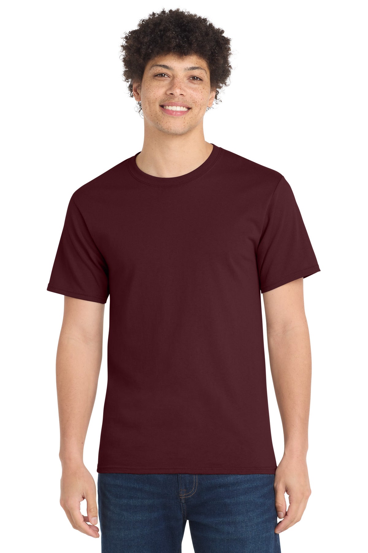 Port & Co Tall Essential Tee. PC61T - Athletic Maroon - front