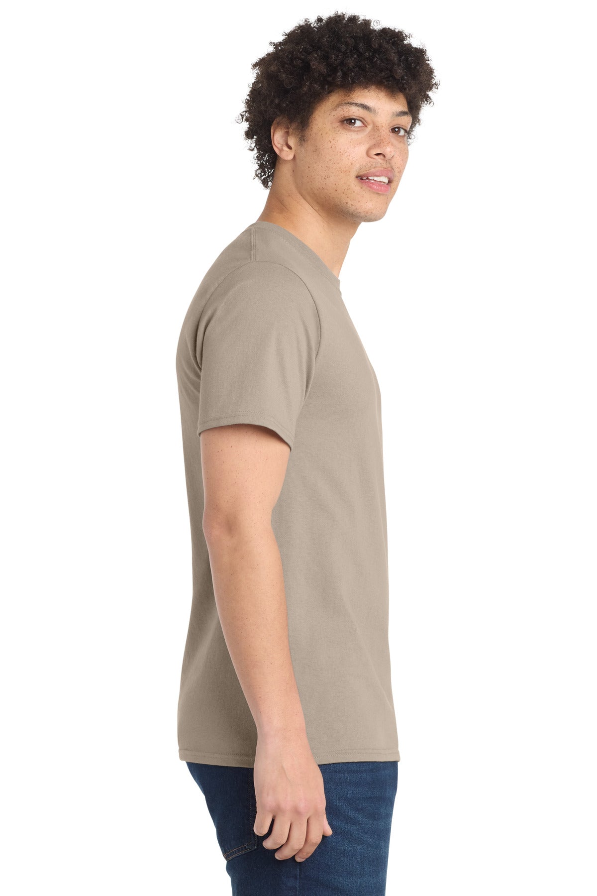Port & Co Tall Essential Tee. PC61T - Light Sand - side