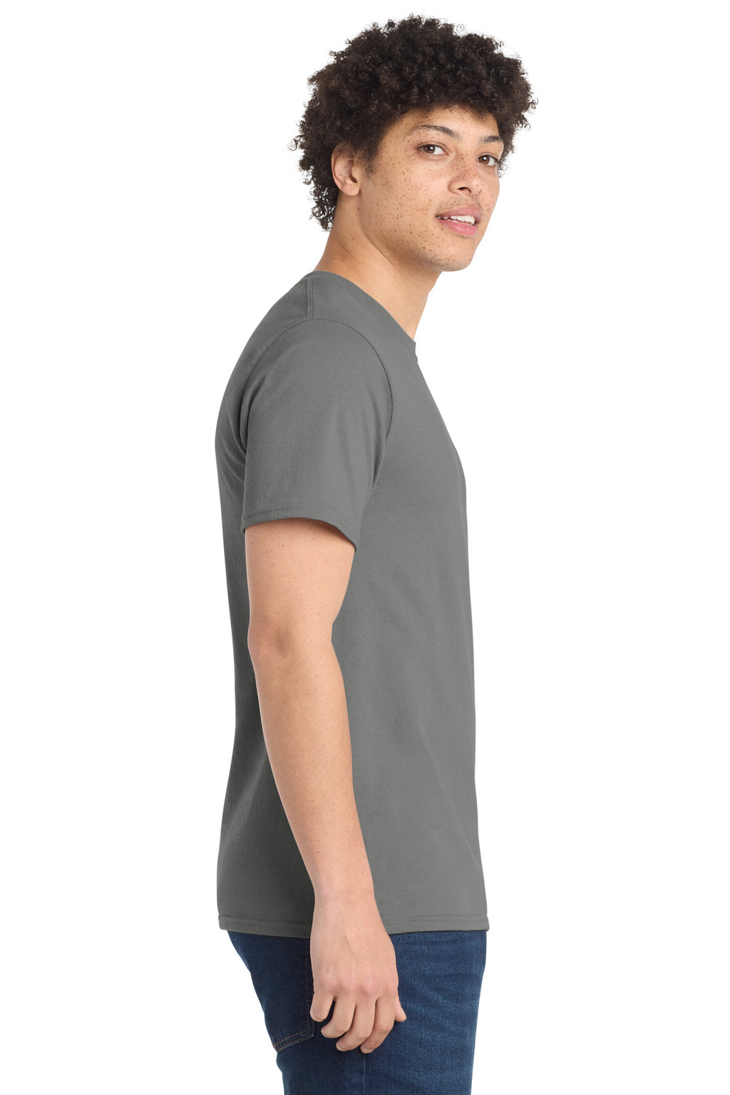 Port & Co Tall Essential Tee. PC61T - Medium Grey - side