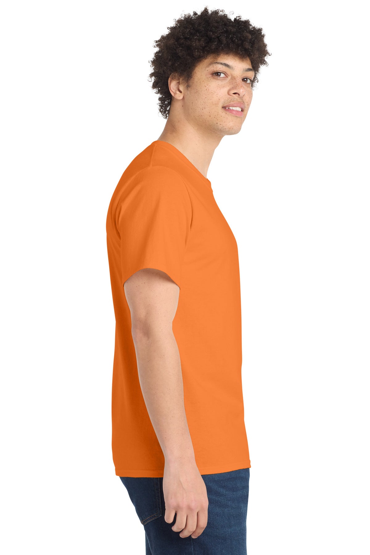 Port & Co Tall Essential Tee. PC61T - Orange Sherbet - side