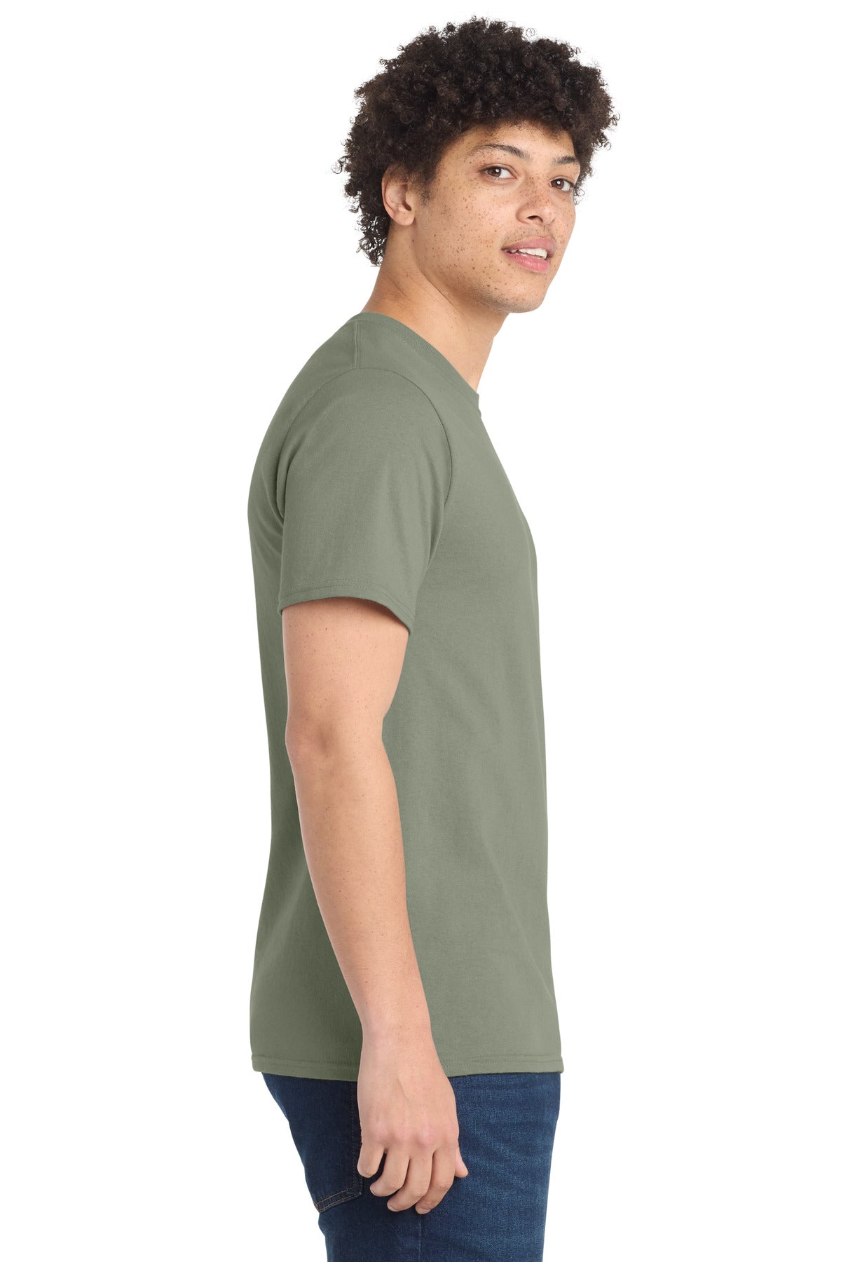 Port & Co Tall Essential Tee. PC61T - Stonewashed Green - side