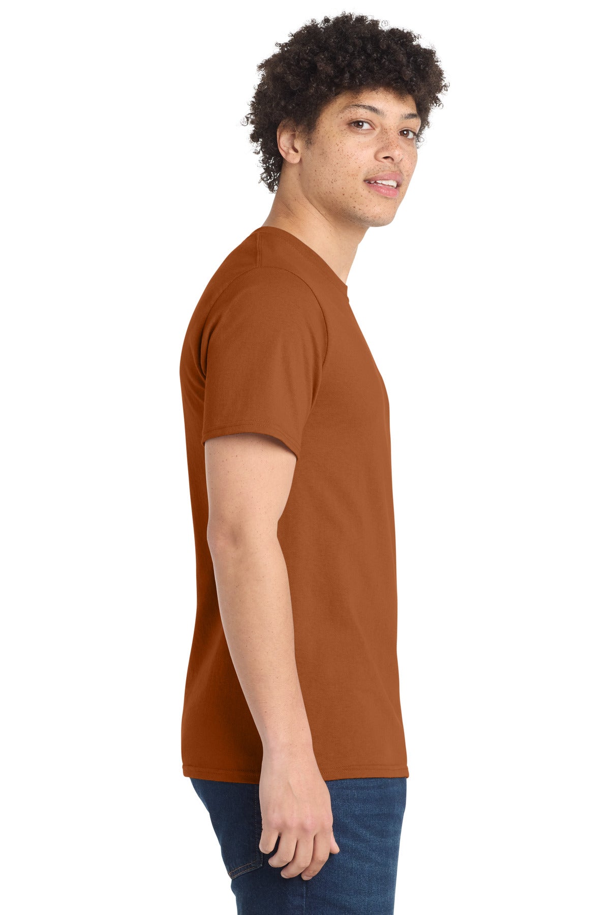Port & Co Tall Essential Tee. PC61T - Texas Orange - side