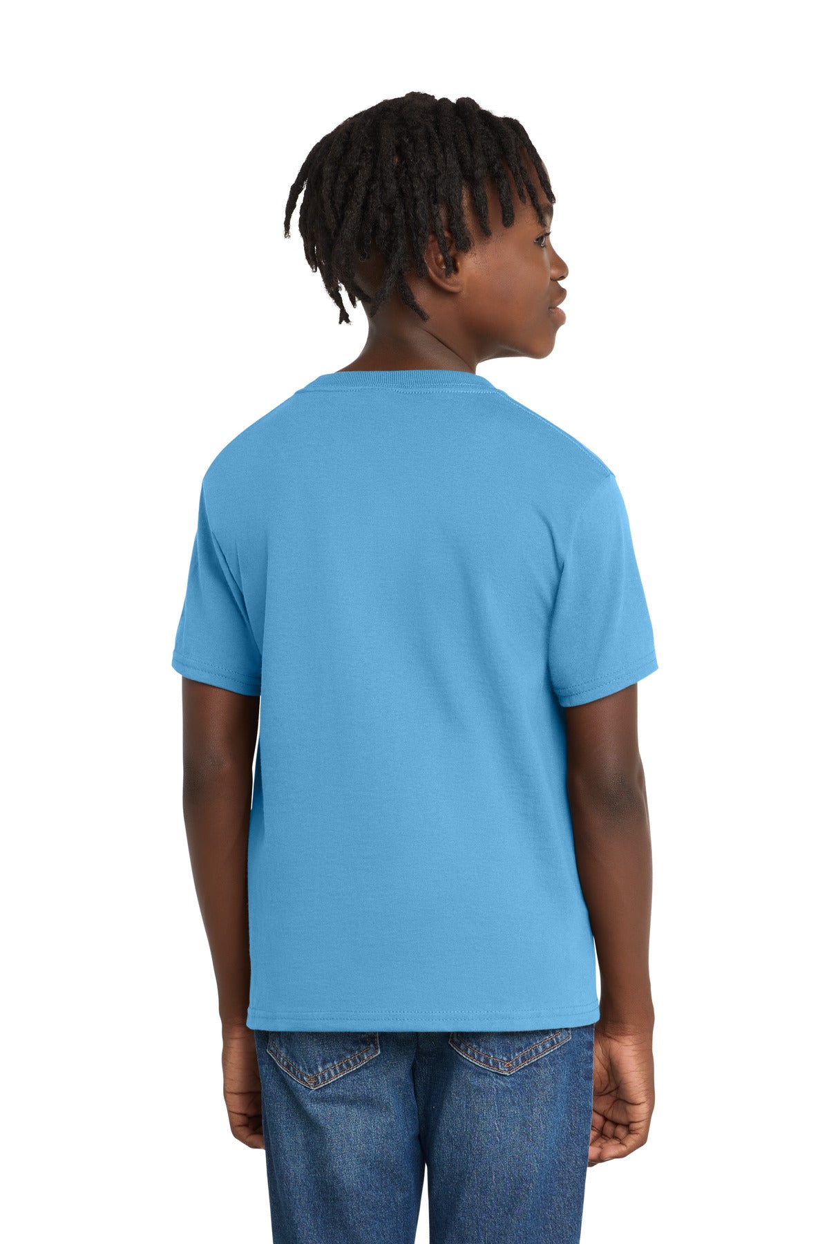 Port & Co Youth Essential Tee. PC61Y - Aquatic Blue - back
