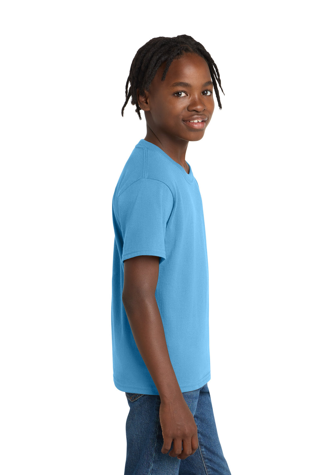 Port & Co Youth Essential Tee. PC61Y - Aquatic Blue - side