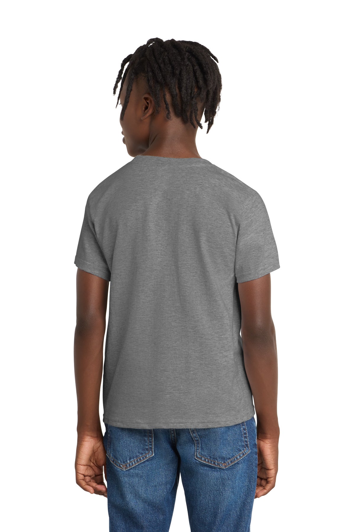 Port & Co Youth Essential Tee. PC61Y - Athletic Heather - back