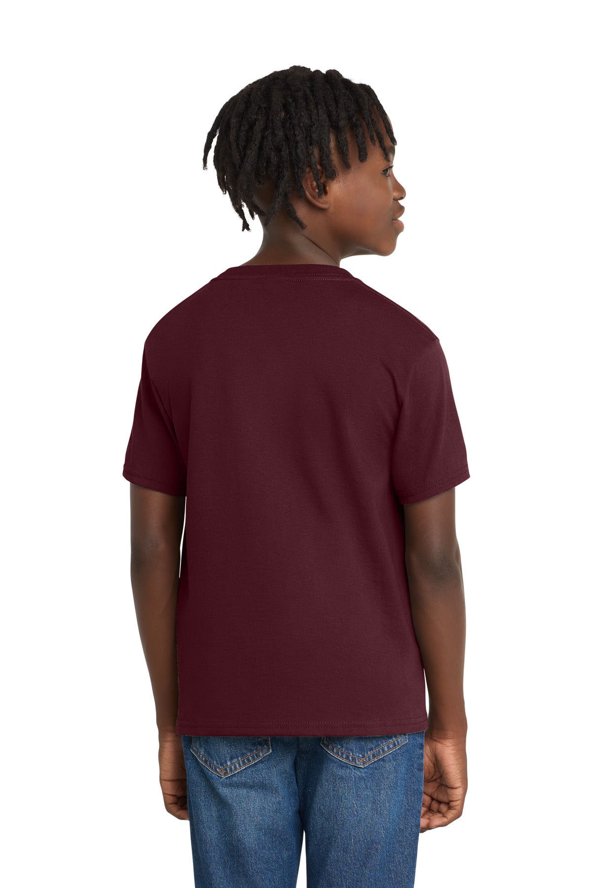 Port & Co Youth Essential Tee. PC61Y - Athletic Maroon - back