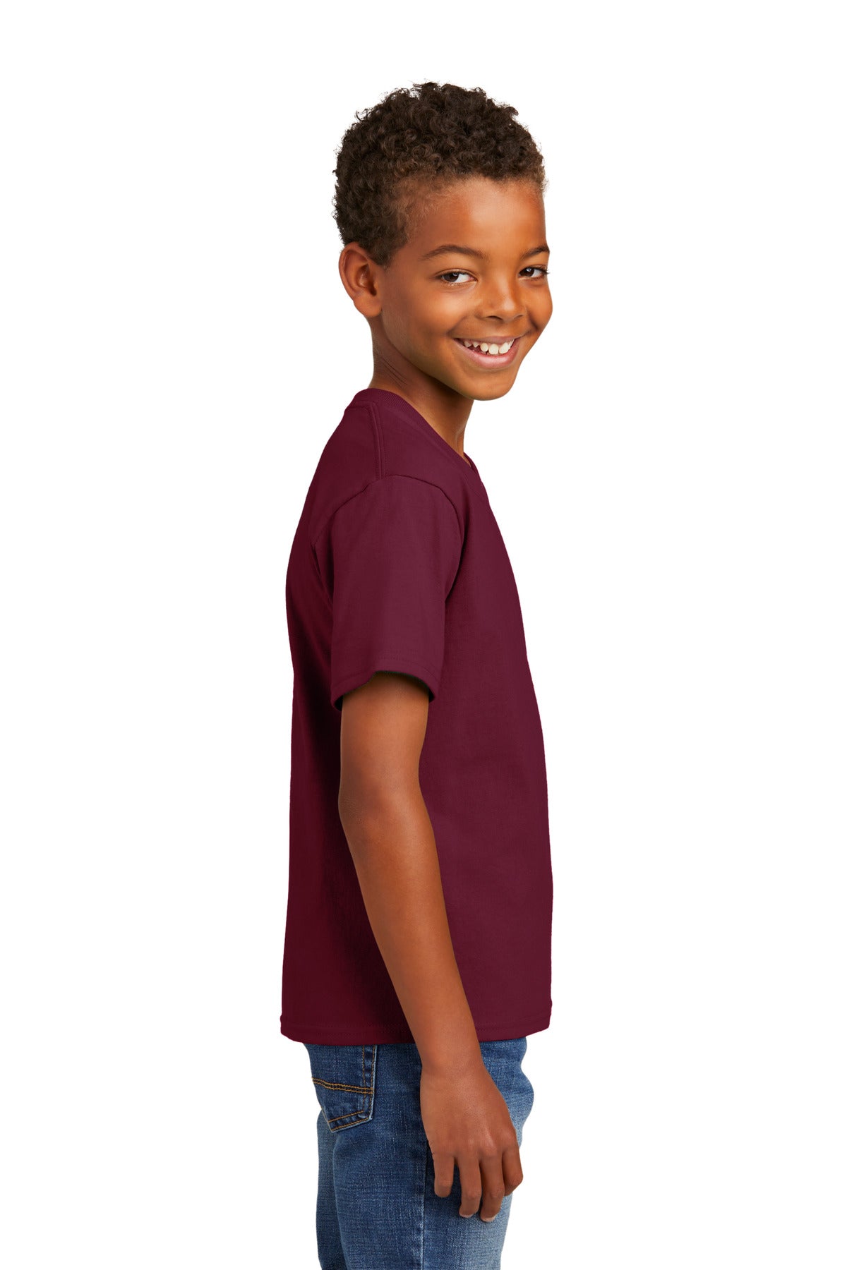 Port & Co Youth Essential Tee. PC61Y - Cardinal - side