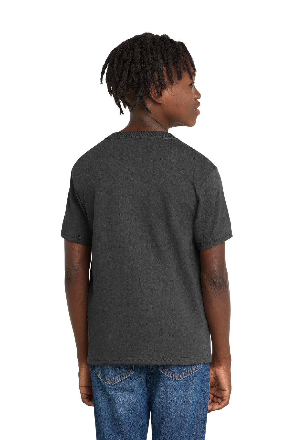 Port & Co Youth Essential Tee. PC61Y - Charcoal - back