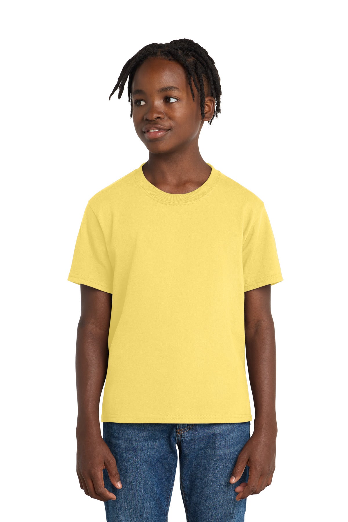 Port & Co Youth Essential Tee. PC61Y - Daffodil Yellow - front