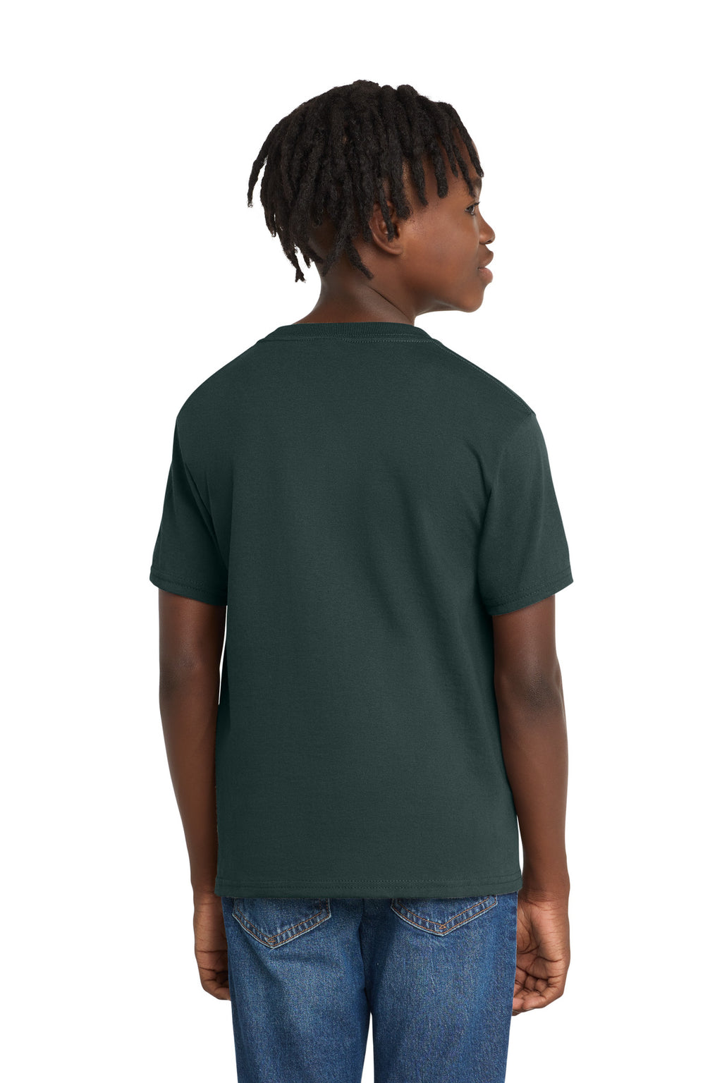 Port & Co Youth Essential Tee. PC61Y - Dark Green - back